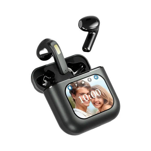 ENC Wireless TWS Headphones With LCD Touch Screen Display, Intelligent Noise Canceling Hi-Fi Headphones